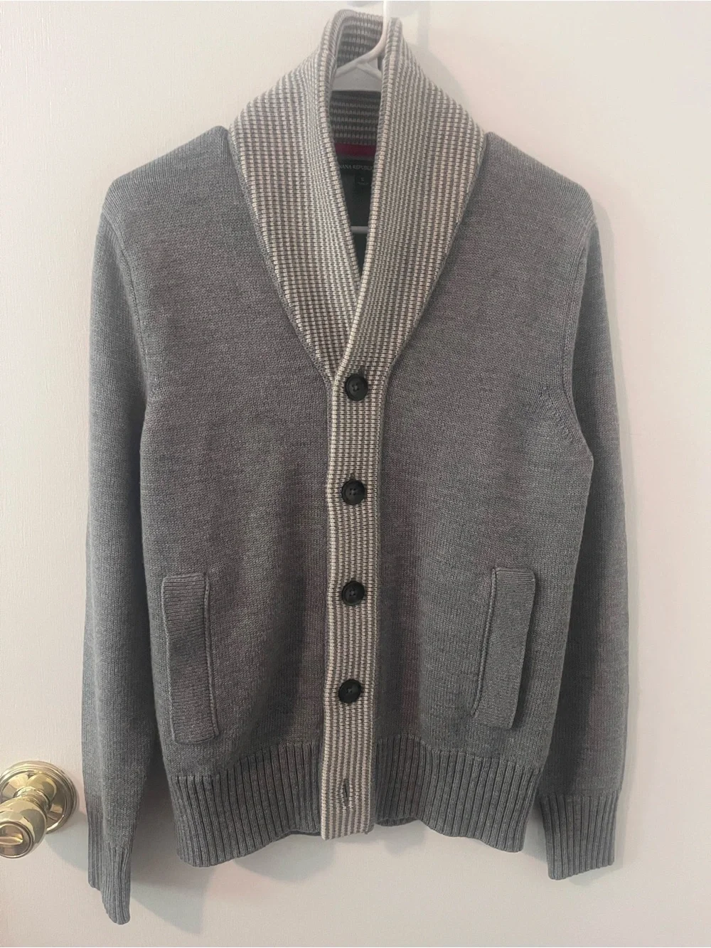 Banana Republic Mad Men Men's Small Merino Wool Shawl Collar Cardigan Sweater